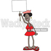 Clipart of a Cartoon Angry Black Woman Shouting, Wearing a Pink Pussy Hat and Holding a Blank Sign at the Womens March - Royalty Free Vector Illustration © djart #1443267