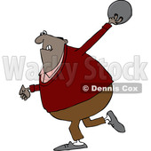Clipart of a Cartoon Black Man Bowling - Royalty Free Vector Illustration © djart #1443271