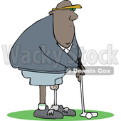 Clipart of a Cartoon Black Man Amputee Golfing - Royalty Free Vector Illustration © djart #1443272