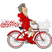 Clipart of a Cartoon Valentines Day Cupid Riding a Bicycle with a Trail of Love Hearts - Royalty Free Vector Illustration © djart #1443975