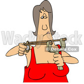 Clipart of a Cartoon White Woman Aiming a Sling Shot - Royalty Free Vector Illustration © djart #1448294