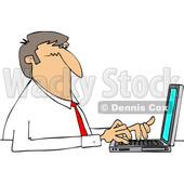 Clipart of a Cartoon White Business Man Typing on a Laptop Computer - Royalty Free Vector Illustration © djart #1448295