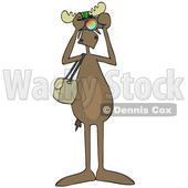 Clipart Graphic of a Cartoon Moose Photographer Wearing Sunglasses, Facing Front and Taking Pictures with a Camera - Royalty Free Vector Illustration © djart #1451457