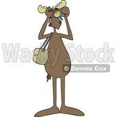 Clipart Graphic of a Cartoon Moose Photographer Facing Front and Taking Pictures with a Camera - Royalty Free Vector Illustration © djart #1451458