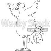 Clipart of a Cartoon Black and White Lineart Big Bird Spreading Its Wings - Royalty Free Vector Illustration © djart #1454017