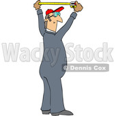 Clipart Graphic of a Cartoon White Male Worker Using a Tape Measure - Royalty Free Vector Illustration © djart #1454438