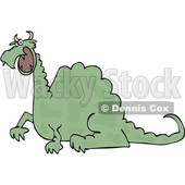 Clipart of a Cartoon Angry Green Dragon - Royalty Free Vector Illustration © djart #1455249