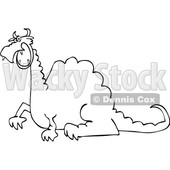 Clipart of a Cartoon Black and White Angry Dragon - Royalty Free Vector Illustration © djart #1455250