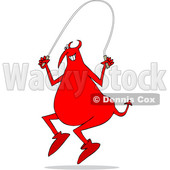 Clipart of a Cartoon Chubby Red Devil Using a Jump Rope - Royalty Free Vector Illustration © djart #1455534