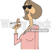 Clipart of a Cartoon Middle Aged Woman Smoking a Cigarette - Royalty Free Vector Illustration © djart #1455657