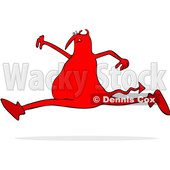 Clipart of a Chubby Red Devil Leaping - Royalty Free Vector Illustration © djart #1457291