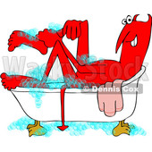 Clipart of a Happy Red Devil Taking a Sudsy Bath - Royalty Free Vector Illustration © djart #1457634