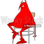 Clipart of a Chubby Red Devil Sitting in a Chair - Royalty Free Vector Illustration © djart #1458149