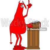 Clipart of a Chubby Red Devil Preaching at the Pulpit - Royalty Free Vector Illustration © djart #1459387