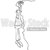 Clipart of a Black and White Man Hanging from a Cliff Edge - Royalty Free Vector Illustration © djart #1459390
