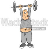 Man In Sweats, Struggling To Hold A Barbell Above His Head While Exercising In The Fitness Gym Clipart Illustration © djart #14595