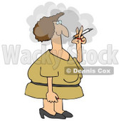 Woman In A Yellow Dress, Standing Outside In A Cloud And Smoking A Cigarette On Her Break Clipart Illustration © djart #14601