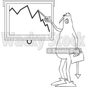 Clipart of a Black and White Devil Discussing a Decline in the Economy - Royalty Free Vector Illustration © djart #1460161