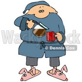 Sleepy Man In Pjs And Bunny Slippers, Pouring Himself A Cup Of Fresh, Hot Coffee In The Morning Clipart Illustration © djart #14602