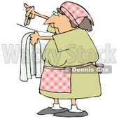 Woman Hanging Clothes On A Line To Dry In The Sunshine Clipart Illustration © djart #14604