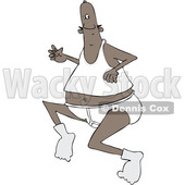 Clipart of a Cartoon Chubby Black Man Running in His Underwear - Royalty Free Vector Illustration © djart #1460991