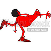 Clipart of a Chubby Red Devil Bowling - Royalty Free Vector Illustration © djart #1460998