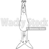 Clipart of a Chubby Devil Stretching, Black and White - Royalty Free Vector Illustration © djart #1461656