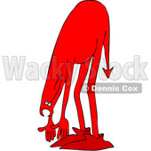 Clipart of a Chubby Red Devil Bending over and Touching His Toes - Royalty Free Vector Illustration © djart #1461659