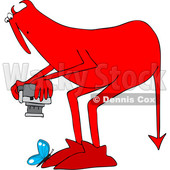 Clipart of a Chubby Red Devil Leaning over to Take a Macro Photograph of a Butterfly - Royalty Free Vector Illustration © djart #1462261