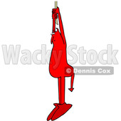 Clipart of a Chubby Red Devil Hanging from a Rope - Royalty Free Vector Illustration © djart #1462272