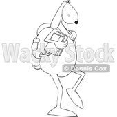 Clipart of a Black and White Dog School Student Walking Upright - Royalty Free Vector Illustration © djart #1468347