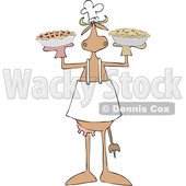 Clipart of a Baker Cow Holding Pies - Royalty Free Vector Illustration © djart #1470754