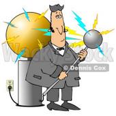 Nicola Tesla Surrounded By Electrical Shocks While Experimenting With The Tesla Coil Clipart Illustration Graphic © djart #14708