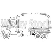 Clipart of a Black and White Man Backing up a Septic Pumper Truck - Royalty Free Vector Illustration © djart #1476507
