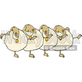 Clipart of a Chorus Line of Sheep Dancing the Can Can - Royalty Free Vector Illustration © djart #1476678