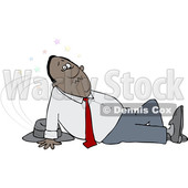 Clipart of a Black Business Man Slipping - Royalty Free Vector Illustration © djart #1478188