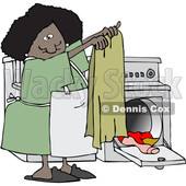 Clipart of a Cartoon Happy Black Woman Doing Laundry - Royalty Free Vector Illustration © djart #1482344