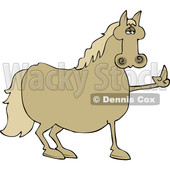 Clipart of a Mad Chubby Horse Holding up a Middle Finger - Royalty Free Vector Illustration © djart #1498773