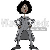 Clipart of a Black Female Super Hero Standing with Her Hands on Her Hips - Royalty Free Vector Illustration © djart #1505602