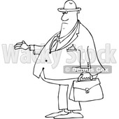 Clipart of a Cartoon Black and White Chubby Male Debt Collector - Royalty Free Vector Illustration © djart #1514881