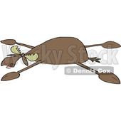 Clipart of a Cartoon Moose Spread Eagle - Royalty Free Vector Illustration © djart #1516051