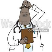 Clipart of a Black Male Doctor Holding a Clipboard - Royalty Free Vector Illustration © djart #1519177