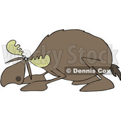 Clipart of a Cowering Scared Moose - Royalty Free Vector Illustration © djart #1522417