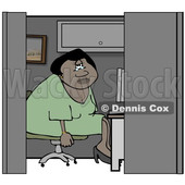 Clipart of a Depressed Black Business Woman Working in an Office Cubicle - Royalty Free Illustration © djart #1529407