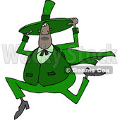 Clipart of a Cartoon Chubby Black St Patricks Day Leprechaun Holding His Hat and Running - Royalty Free Vector Illustration © djart #1531384