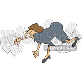 Clipart of a Business Woman Falling with Papers Flying Around - Royalty Free Vector Illustration © djart #1532352