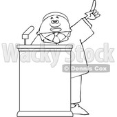 Clipart of a Lineart Black Male Politician Holding up a Finger at a Podium - Royalty Free Vector Illustration © djart #1533001