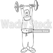 Clipart of a Lineart Black Man Working out with a Barbell - Royalty Free Vector Illustration © djart #1533541