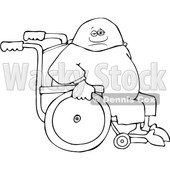 Clipart of a Cartoon Lineart Black Man in a Wheelchair - Royalty Free Vector Illustration © djart #1534859