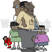Clipart of a Cartoon Black Father and His Kids - Royalty Free Vector Illustration © djart #1544733
